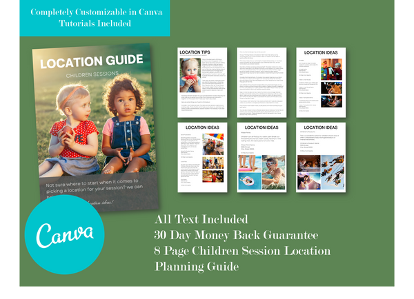 Location Planning Guide for Photography Clients for CANVA: HUGE BUNDLE