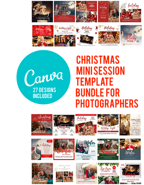 Holiday, Christmas Mini Session Marketing Template Bundle for CANVA