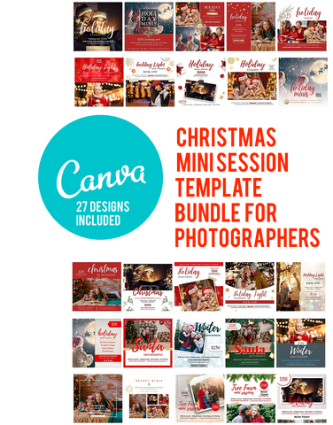 Holiday, Christmas Mini Session Marketing Template Bundle for CANVA