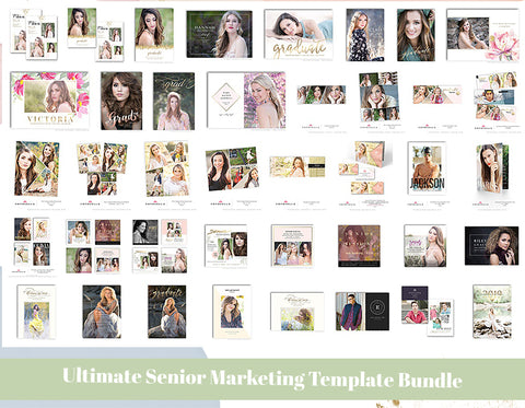 Senior Photography Marketing Template Bundle | Over 65 templates | Senior Graduation Announcements, Marketing Templates + more!