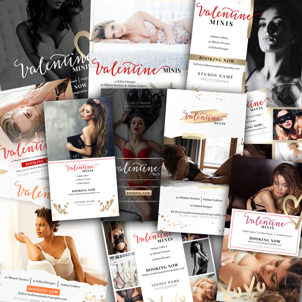 Boudoir Photography Marketing Template Bundle | Gold | PSD Templates