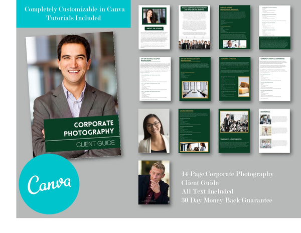 Corporate Photography Client Guide Version 2 for Canva, Welcome Packet, Magazine Template for Canva