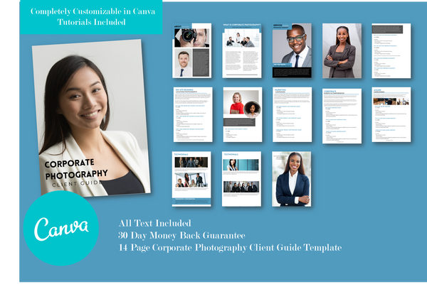 Corporate Photography Client Guide for CANVA | Welcome Packet Template for CANVA