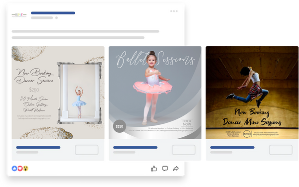 Ballet and Dancer Sessions Marketing Templates for Photographers | Ballet Photography Mini Session Templates | PSD Templates