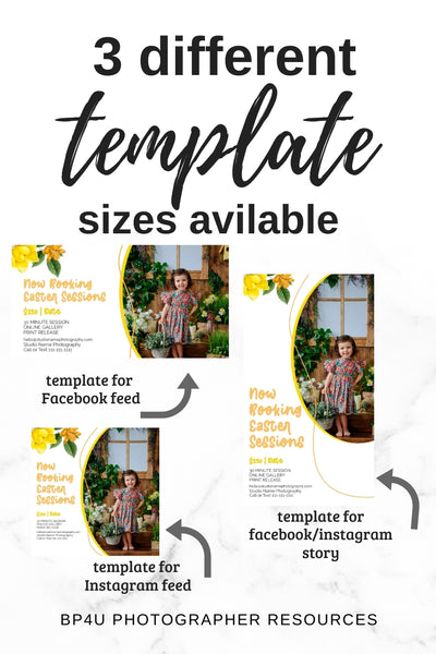 Spring and Easter Marketing Template Bundle for Photographers, Mini Session Templates