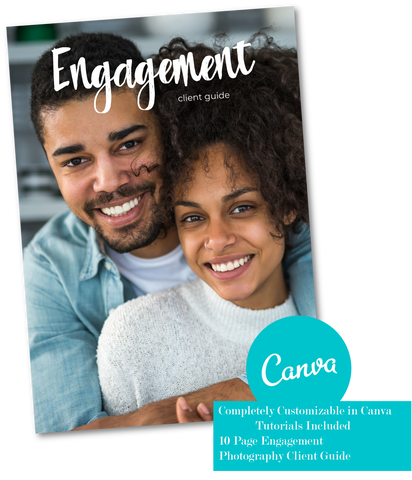 Engagement Photography Client Guide Template for CANVA, Marketing Magazine