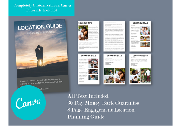 Location Planning Guide for Photography Clients for CANVA: HUGE BUNDLE