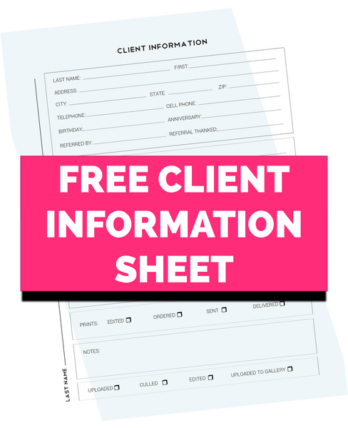 Free Photography Client Information Sheet