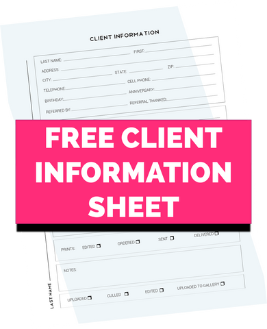 Free Photography Client Information Sheet