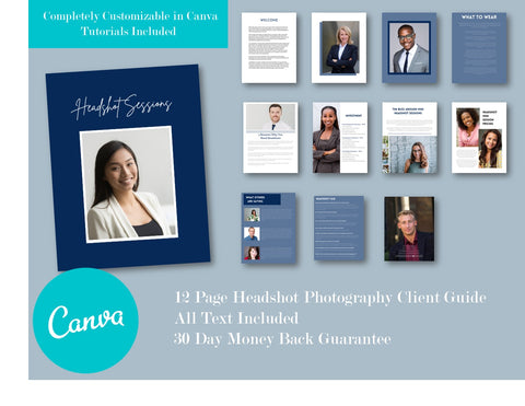 Headshot Photography Client Guide {4th Edition} for Canva | Welcome Packet Template for Canva
