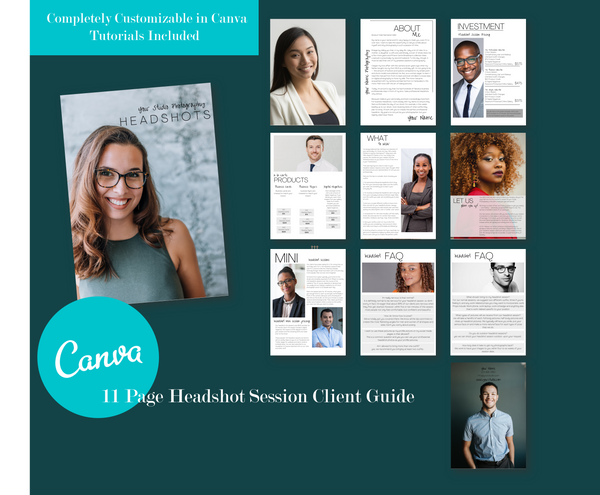 Headshot Photography Client Guide for CANVA {2nd Edition} | Welcome Packet Template