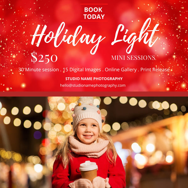 Holiday, Christmas Mini Session Marketing Template Bundle for CANVA