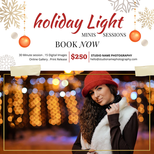 Holiday, Christmas Mini Session Marketing Template Bundle for CANVA