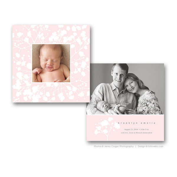 Birth Announcement Template - Baby Announcement Card Template - 5x5 Flat Square Card - For Photographers - BABY BROOKLYN - 1544