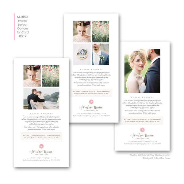 Photography Marketing Card - 4x8 Card - Promo Card Postcard Template - Wedding Photographer - BLISS - 1549
