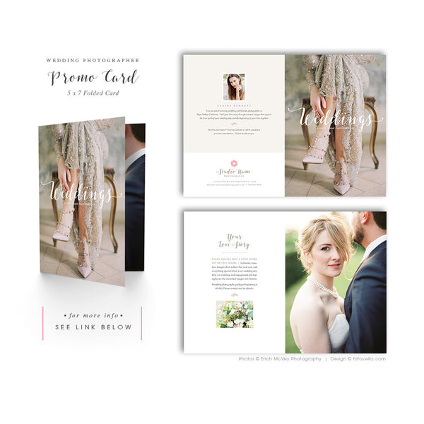 Wedding Photographer Marketing Set with Studio Welcome Guide, Client Pricing Guide, & Postcards, INSTANT DOWNLOAD Photoshop Template | 1551