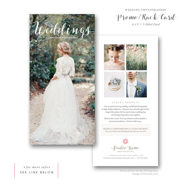 Wedding Photographer Marketing Set with Studio Welcome Guide, Client Pricing Guide, & Postcards, INSTANT DOWNLOAD Photoshop Template | 1551