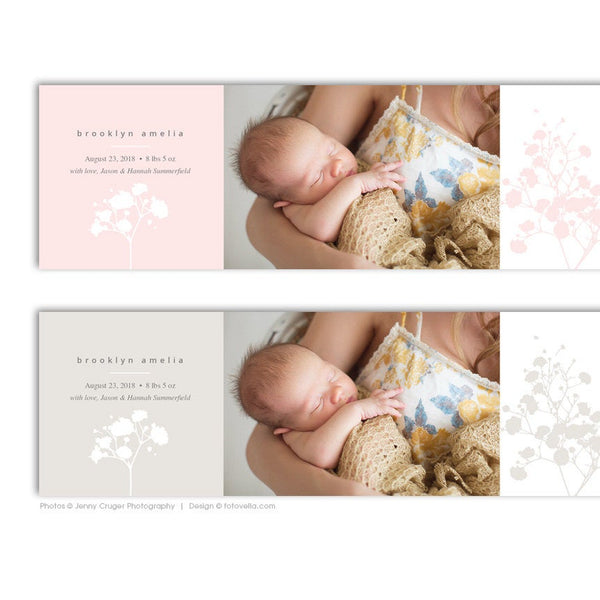 3x3 Mini Accordion Birth Announcement Photo Album Template - For Photographers - BABY BROOKLYN - 1545
