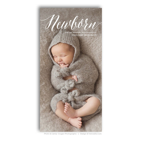 Photography Marketing Card Template - Promo Card Postcard Template - 4x8 Rack Card - Newborn Photographer - BABY LOVE - 1552