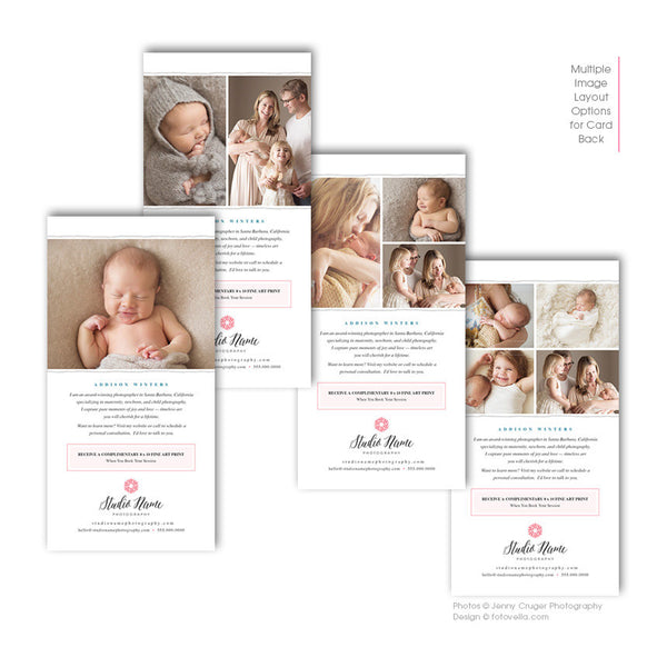 Photography Marketing Card Template - Promo Card Postcard Template - 4x8 Rack Card - Newborn Photographer - BABY LOVE - 1552