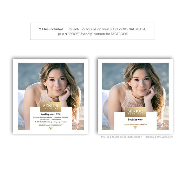 Senior Photography Marketing Card Template - Digital Marketing Board - Social Media Marketing - MODERN SENIOR 2 - 1570