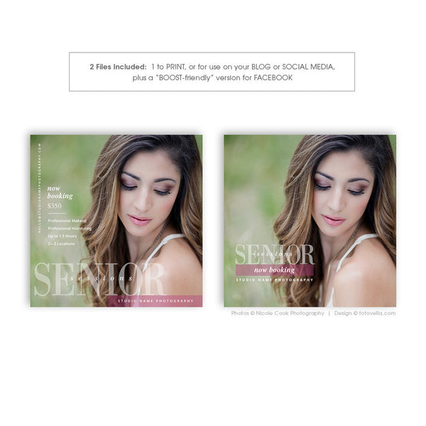 Senior Photography Sessions Social Media and Print Marketing Template - MODERN SENIOR 4 - 1572