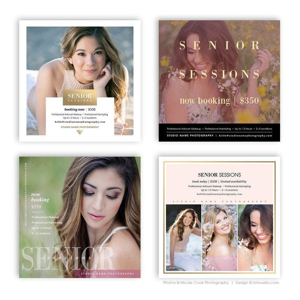 Senior Photography Marketing Template Bundle | Over 65 templates | Senior Graduation Announcements, Marketing Templates + more!