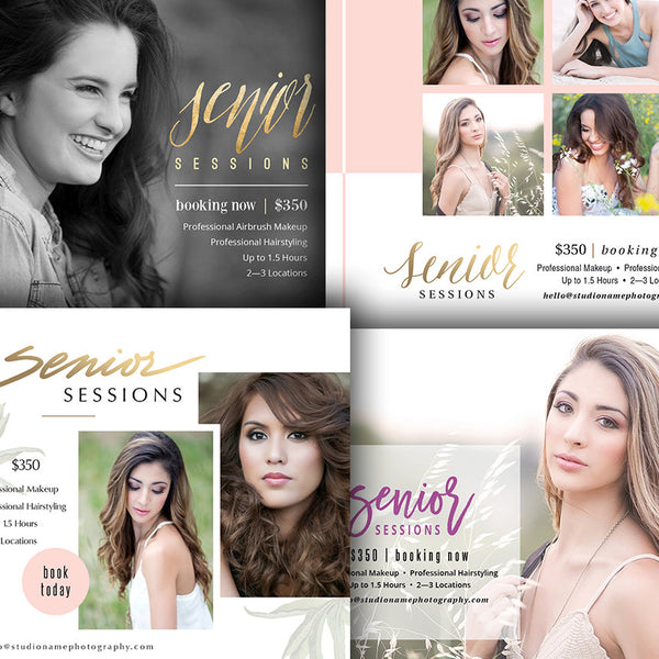 Senior Photography Marketing Template - Digital Marketing Card - MODERN SENIOR BUNDLE - 1576