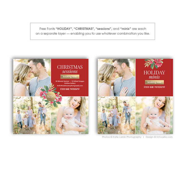 Holiday Mini Session Marketing Board - Christmas Session Digital Marketing Board - MODERN HOLIDAY 3 - 1581