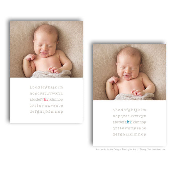 Birth Announcement Template - Baby Girl Announcement Card - Baby Boy Announcement Card - For Photographers - BABY AURORA - 1541