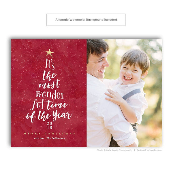 Christmas Photo Card Template - Holiday Year In Review Newsletter Card Template - For Photographers - Photoshop Required - WONDERFUL - 1588