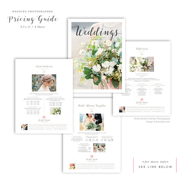 Wedding Photographer Marketing Set with Studio Welcome Guide, Client Pricing Guide, & Postcards, INSTANT DOWNLOAD Photoshop Template | 1551