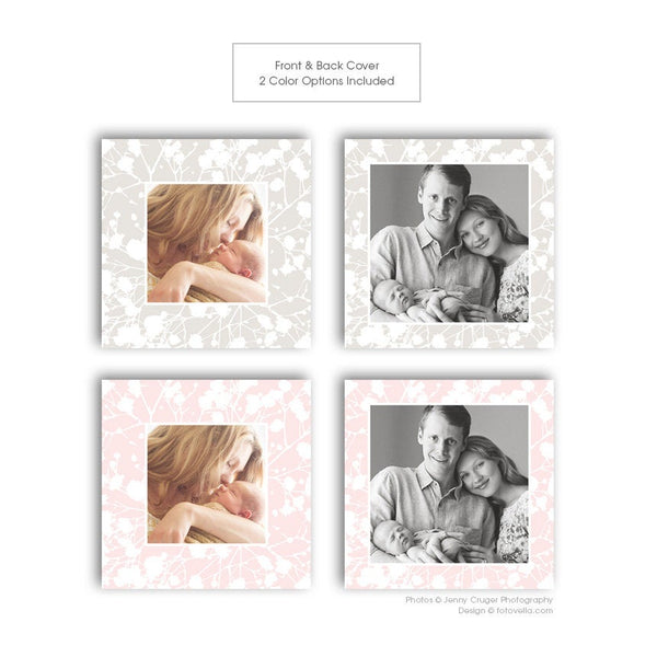3x3 Mini Accordion Birth Announcement Photo Album Template - For Photographers - BABY BROOKLYN - 1545