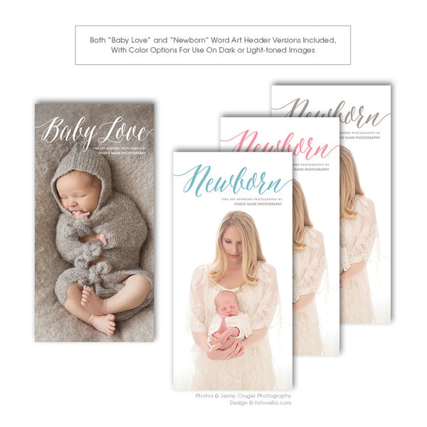 Photography Marketing Card Template - Promo Card Postcard Template - 4x8 Rack Card - Newborn Photographer - BABY LOVE - 1552