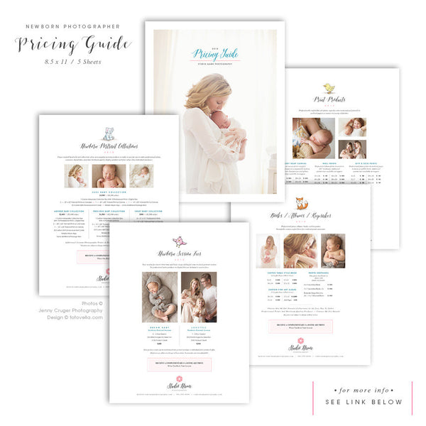 Newborn Photography Marketing Set with Studio Welcome Guide, Client Pricing Guide, & Postcards, Photoshop Template INSTANT DOWNLOAD | 1553
