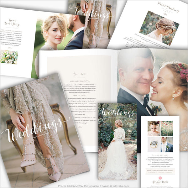Wedding Photographer Marketing Set with Studio Welcome Guide, Client Pricing Guide, & Postcards, INSTANT DOWNLOAD Photoshop Template | 1551