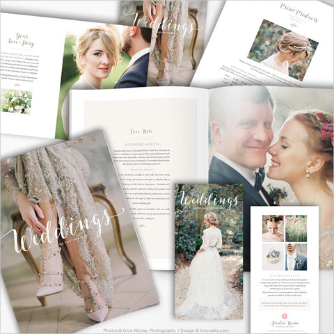 Wedding Photographer Marketing Set with Studio Welcome Guide, Client Pricing Guide, & Postcards, INSTANT DOWNLOAD Photoshop Template | 1551