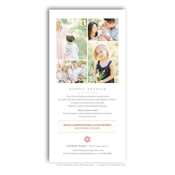 Photography Marketing Card Template - 4x8 Rack Card Template - For Photographers - JOY - 1555