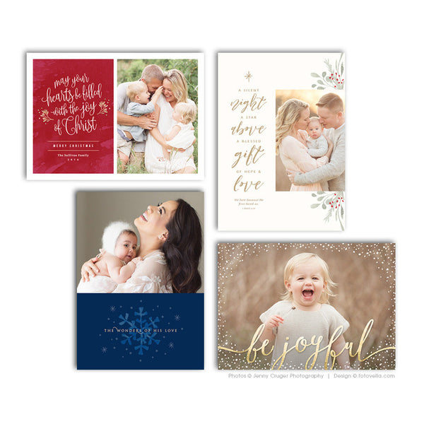 Christian Themed Christmas Photo Card Template Bundle For Photographers - FAITHFUL BLESSINGS - 1596
