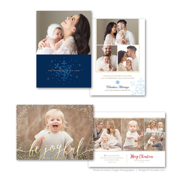 Christian Themed Christmas Photo Card Template Bundle For Photographers - FAITHFUL BLESSINGS - 1596