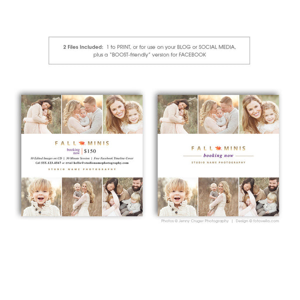 Fall Mini Session Marketing Board - Digital Marketing Template for Photographers - FALL MODERN MINIS 4 - 1565