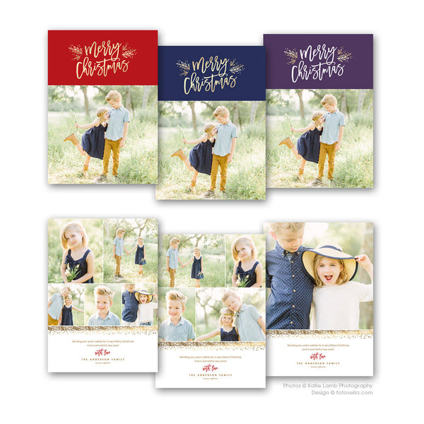 Christmas Photo Card Template - Holiday Card Template - For Photographers - Photoshop Required - MERRY CHRISTMAS - 1598