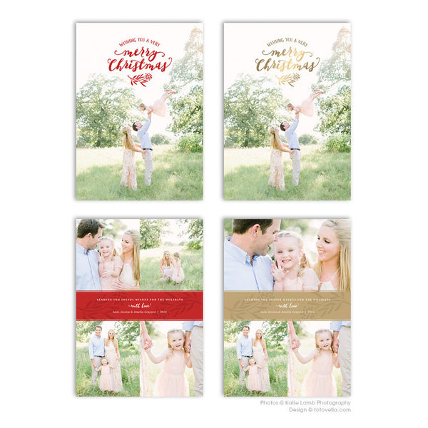 Holiday Photo Card Template - Christmas Card Template - For Photographers - Photoshop Required - VERY MERRY - 1599