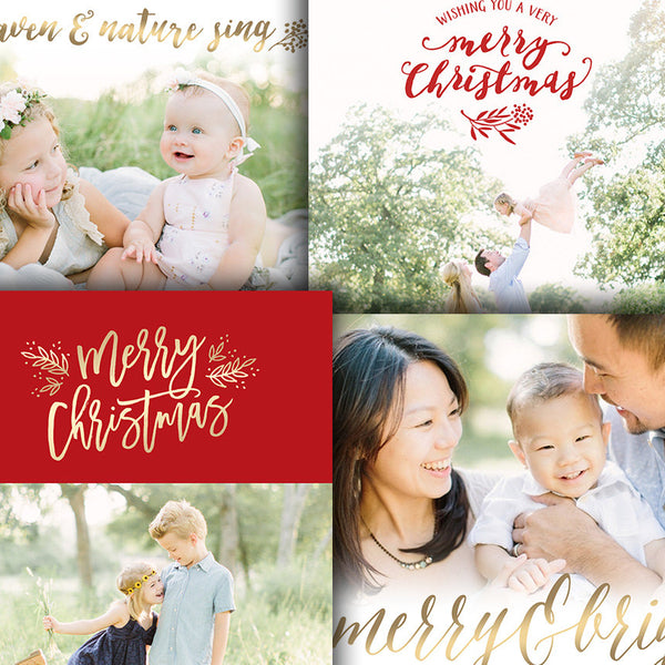 Holiday Photo Card Template Bundle - Four Christmas Card Templates - For Photographers - Photoshop Required - 1602