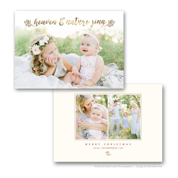 Holiday Photo Card Template - Christmas Card Template - For Photographers - Photoshop Required - HEAVEN & NATURE - 1601