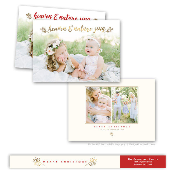 Holiday Photo Card Template - Christmas Card Template - For Photographers - Photoshop Required - HEAVEN & NATURE - 1601