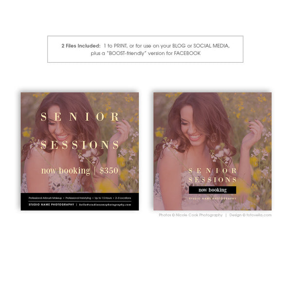 Senior Photography Session Marketing Template - Social Media Marketing Template - MODERN SENIOR 3 - 1571