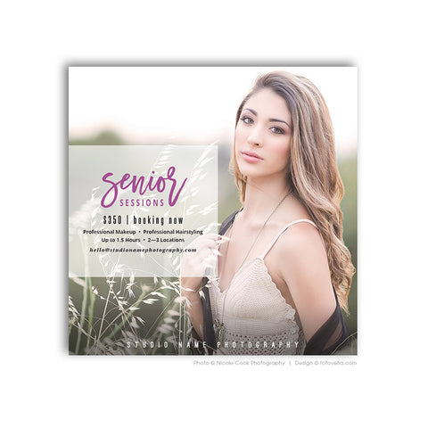 Senior Photography Marketing Card Template - Digital Social Media Marketing Template - SIGNATURE 2 - 1567