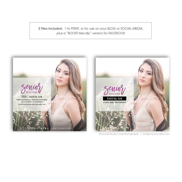 Senior Photography Marketing Card Template - Digital Social Media Marketing Template - SIGNATURE 2 - 1567