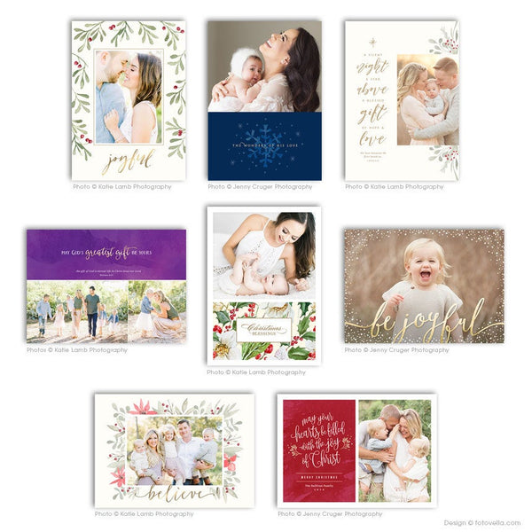 Christian Christmas Photo Card Template - For Photographers - Photoshop Required - CHRISTMAS BLESSINGS BUNDLE - 1612